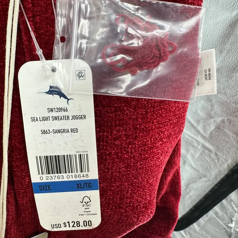 NWT Tommy Bahama Island Soft Sea Light Sweater Jogger Sangria XL Cozy Soft Luxe